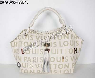 Discount Louis Vuitton Handbags Leather 2879 beige white Wholesale