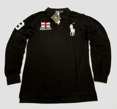 Ralph Lauren men Polo shirt-long sleeve-black-UK Flag No.333