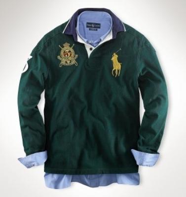 Ralph Lauren men Polo shirt-long sleeve-dark green No.358