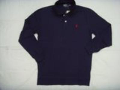 Ralph Lauren long sleeve men polo shirt-navy blue-small pony No.165