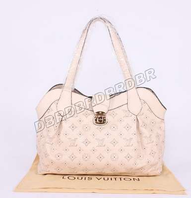 Discount Louis Vuitton Handbags Monogram Mahina M93465 beige white Wholesale